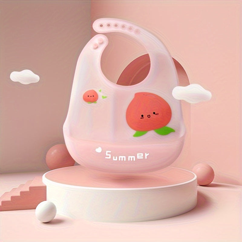 Baby Silicone Feeding Bib with Fruit Pattern - Lightweight, Soft, 3D, High-Quality Silicone, High Quality, Easy to Clean, Convenient Storage