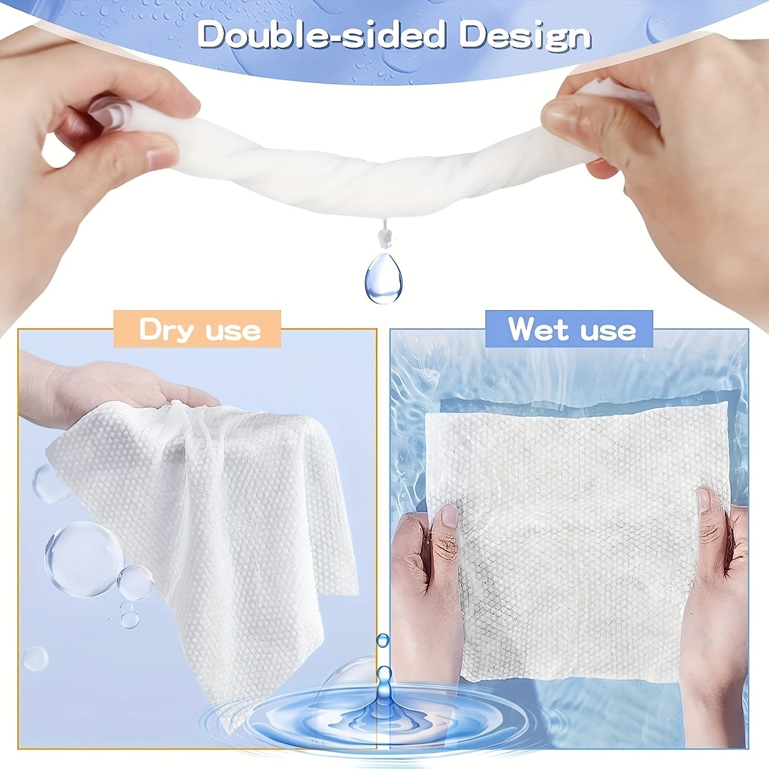 Set of 6 Disposable Facial Towels (300 in Total) - 8''X6'' (20X15Cm) Soft Non-Woven Dry\u002FWet Wipes Suitable for Sensitive Skin, Individually Packaged for Travel, Beach Outings, And Everyday Cleansing (50 Sheets Per Box, Hypoallergenic)