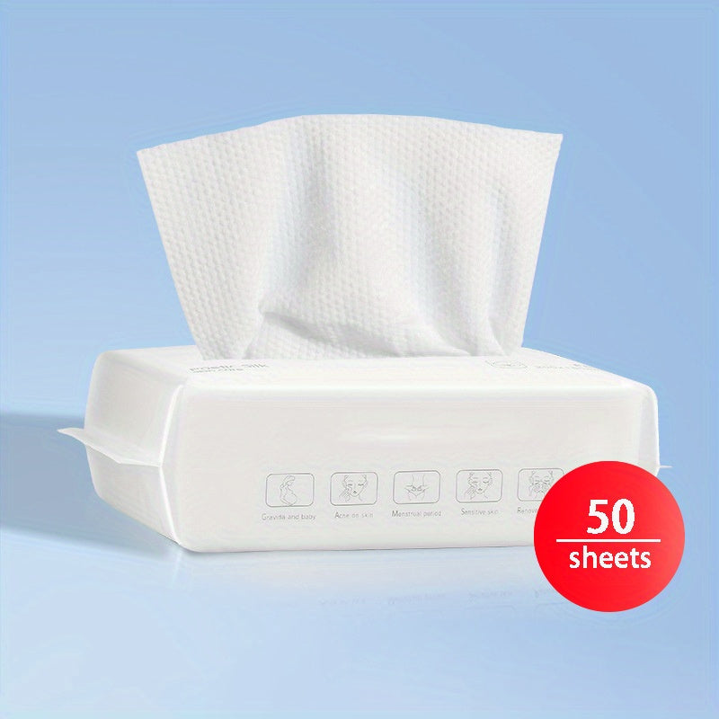 Set of 6 Disposable Facial Towels (300 in Total) - 8''X6'' (20X15Cm) Soft Non-Woven Dry\u002FWet Wipes Suitable for Sensitive Skin, Individually Packaged for Travel, Beach Outings, And Everyday Cleansing (50 Sheets Per Box, Hypoallergenic)