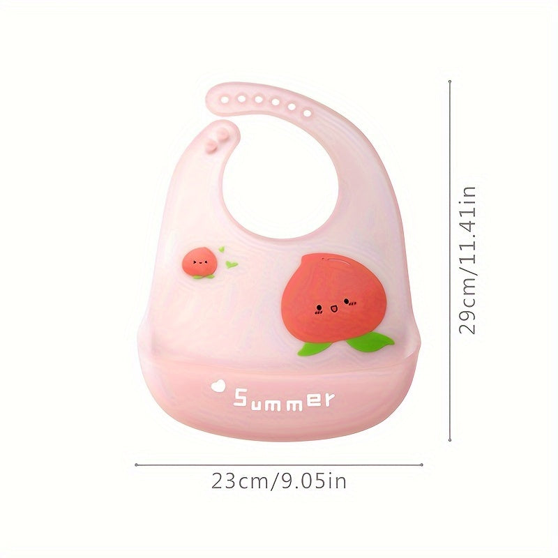Baby Silicone Feeding Bib with Fruit Pattern - Lightweight, Soft, 3D, High-Quality Silicone, High Quality, Easy to Clean, Convenient Storage