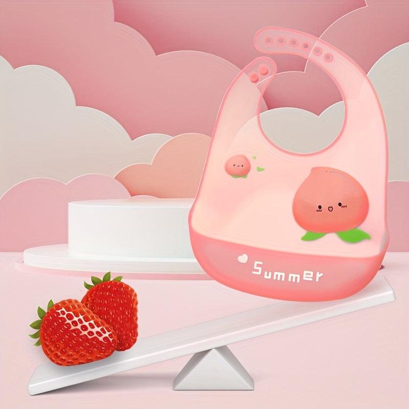 Baby Silicone Feeding Bib with Fruit Pattern - Lightweight, Soft, 3D, High-Quality Silicone, High Quality, Easy to Clean, Convenient Storage