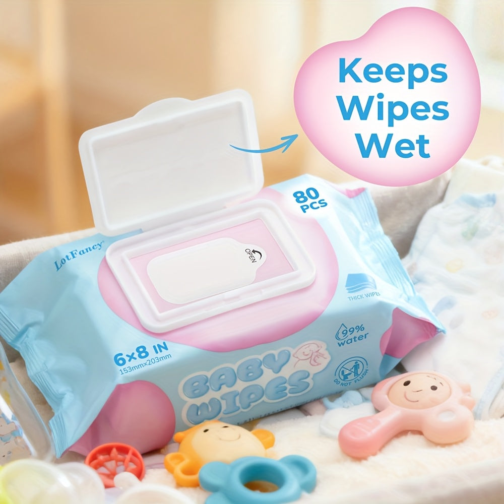 8 Packs Baby Wet Wipes for Sensitive Light - Unscented, Hypoallergenic & Thickened Cleaning Power, 80 Wipes per Pack (320 Total) | Bulk Soft Wipes for Sensitive Light, & | Gentle for Sensitive Stomachs, Diaper Changes & Teething | 645g\u002FPack