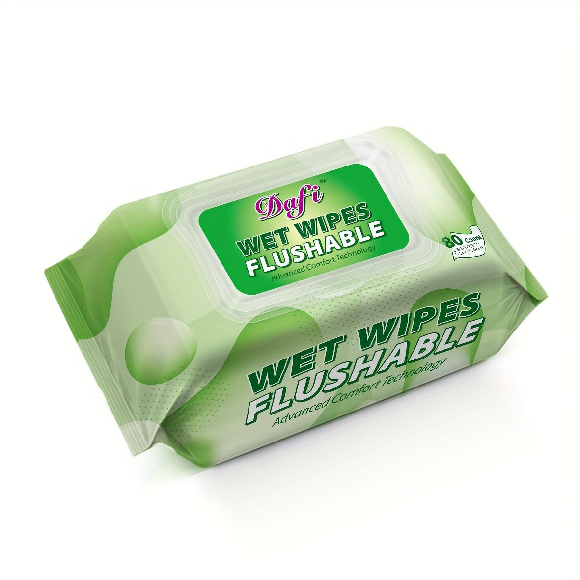 DAFI Flushable Wipes for Adult Wet Wipes, Total 480 Unscented Toilet Wipes Flushable, No Alcohol & 100% Plant Based Fibers, Septic And Sewer Safe Pack Of 6