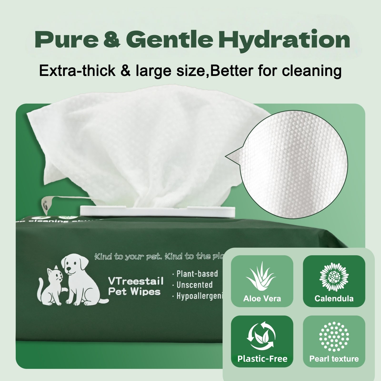 400 Count Extra Large Pet Wet Wipes Gentle Pet Wipes with Soothing Aloe, Multi-Purpose Deodorizing Wipes for Daily Cleaning, No Harsh, Plant-Based Fabric Multi-Purpose, Fiber for Paws, Face & Butt, Unscented