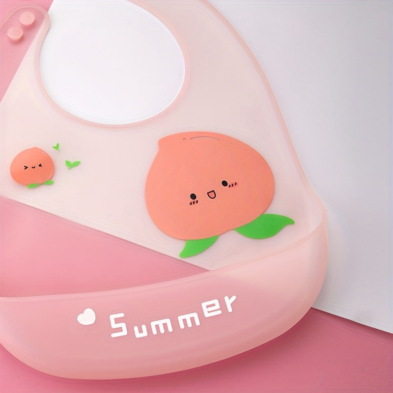 Baby Silicone Feeding Bib with Fruit Pattern - Lightweight, Soft, 3D, High-Quality Silicone, High Quality, Easy to Clean, Convenient Storage