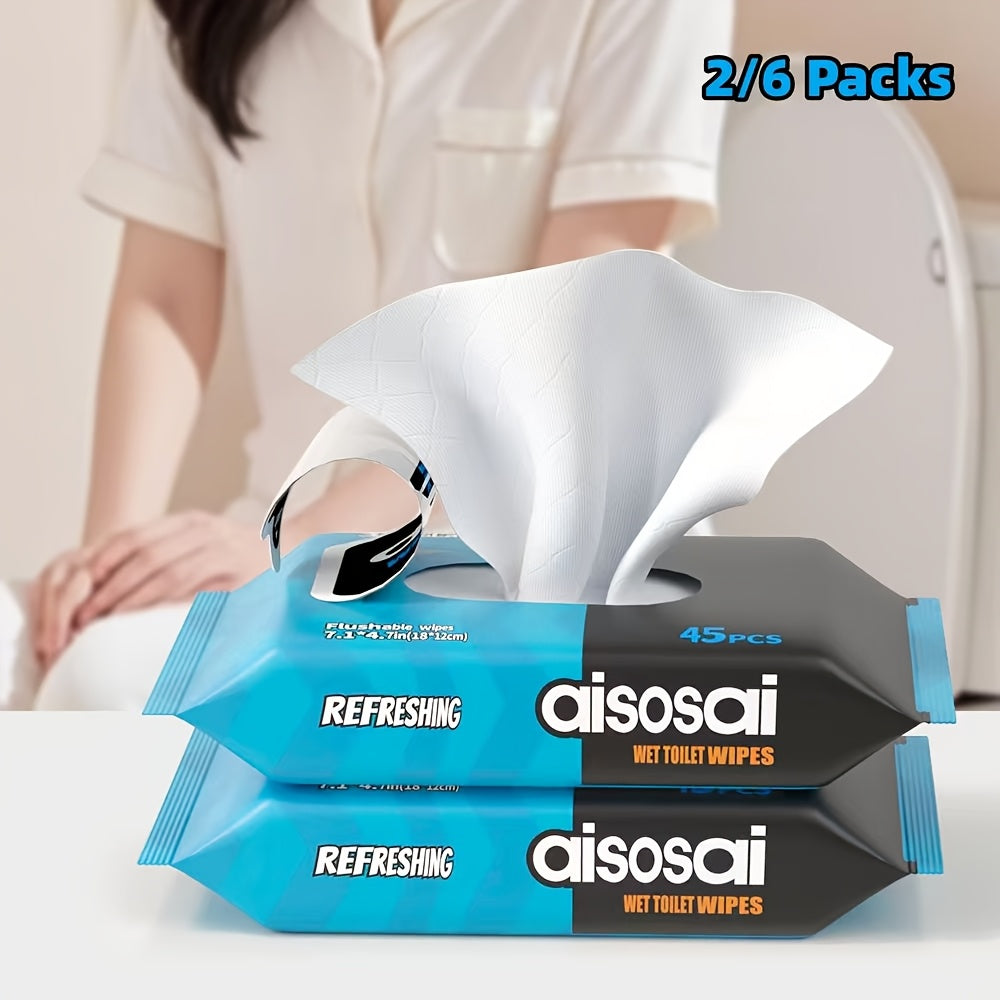 Flushable Wet Wipes Adult, 2\u002F6packs lushable Extra Lager Wipes for Adult Wet Wipes, Portable Packaging\u002F Family Size, Unscented Toilet Wipes, No Alcohol, Septic And Sewer Safe, Outdoor Camping Available