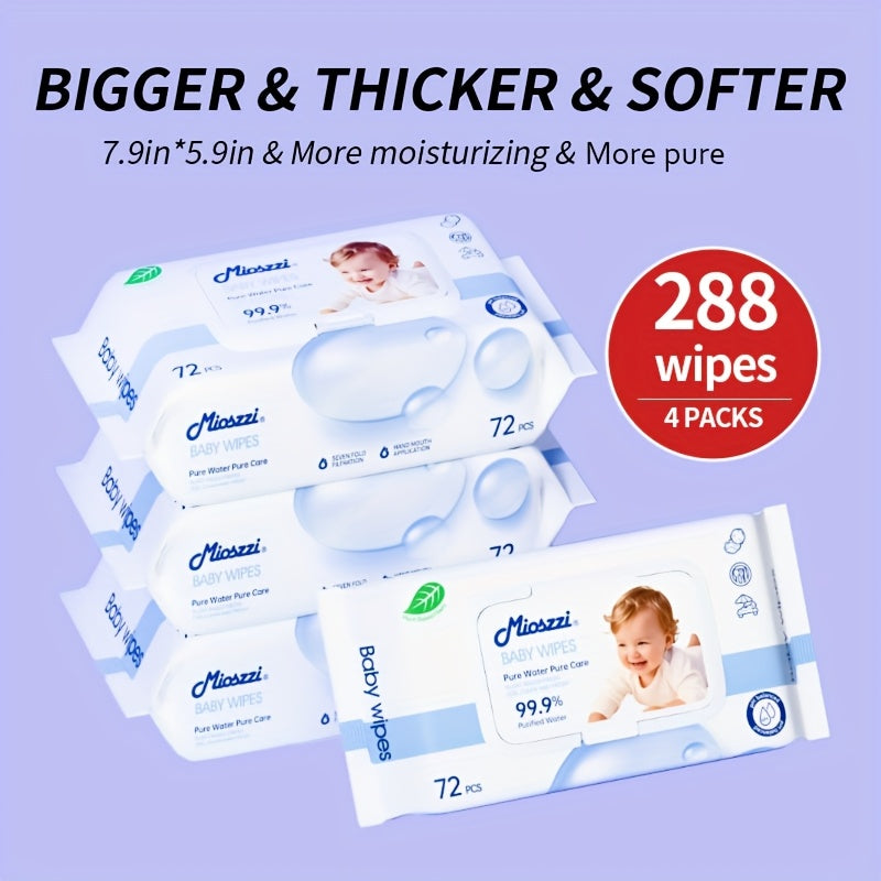 MIOSZZI Baby Wet Wipes 99.9% EDI Pure Water No Fluorescent Agent Zero Additives for Sensitive Skin Newborn Can Use Aloe Vera Extrat Take Care Of Baby Skin Clean Baby Hand & Mouth Water Wipes Kids Cleansing Wipes Large Packing for Family Use