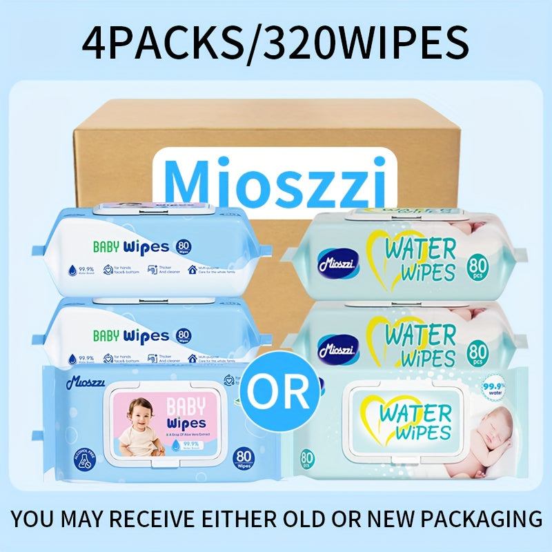 MIOSZZI Baby Wet Wipes 99.9% EDI Pure Water No Fluorescent Agent Zero Additives for Sensitive Skin Newborn Can Use Aloe Vera Extrat Take Care Of Baby Skin Clean Baby Hand & Mouth Water Wipes Kids Cleansing Wipes Large Packing for Family Use