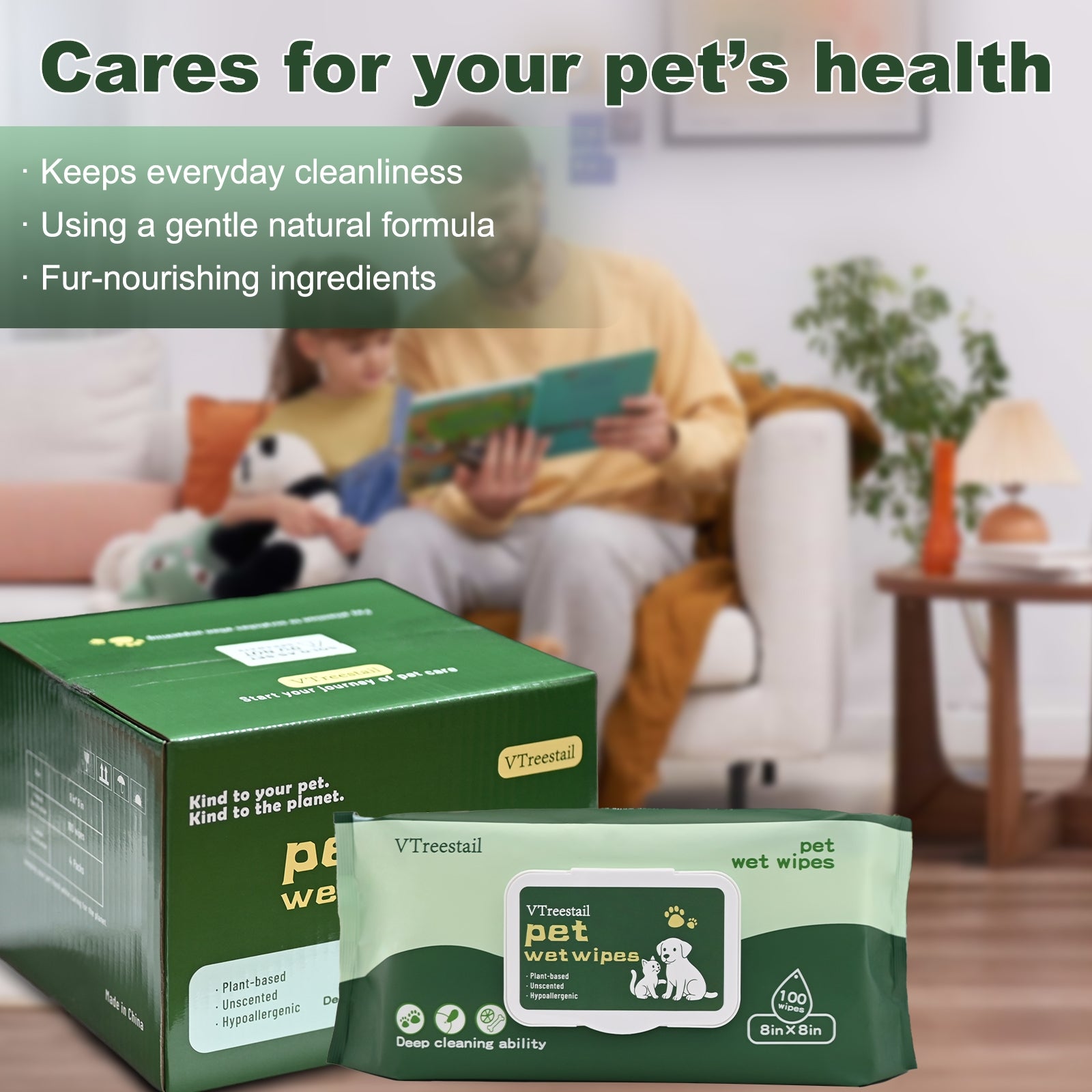 400 Count Extra Large Pet Wet Wipes Gentle Pet Wipes with Soothing Aloe, Multi-Purpose Deodorizing Wipes for Daily Cleaning, No Harsh, Plant-Based Fabric Multi-Purpose, Fiber for Paws, Face & Butt, Unscented
