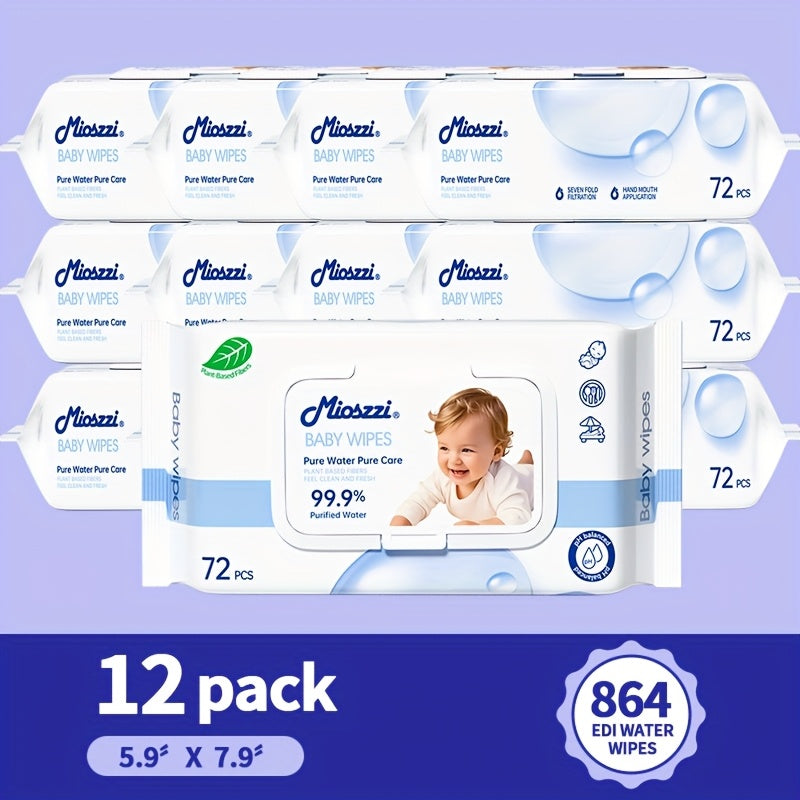 MIOSZZI Baby Wet Wipes 99.9% EDI Pure Water No Fluorescent Agent Zero Additives for Sensitive Skin Newborn Can Use Aloe Vera Extrat Take Care Of Baby Skin Clean Baby Hand & Mouth Water Wipes Kids Cleansing Wipes Large Packing for Family Use