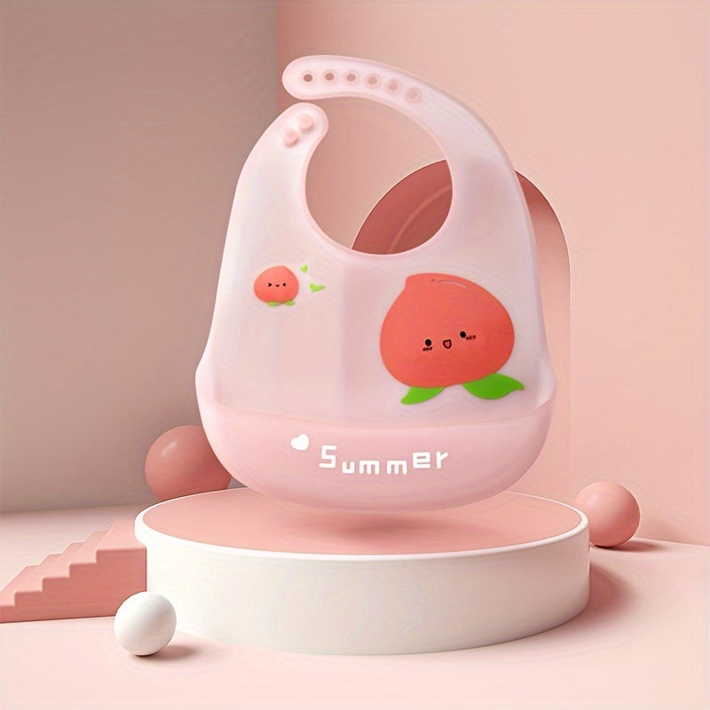 Baby Silicone Feeding Bib with Fruit Pattern - Lightweight, Soft, 3D, High-Quality Silicone, High Quality, Easy to Clean, Convenient Storage