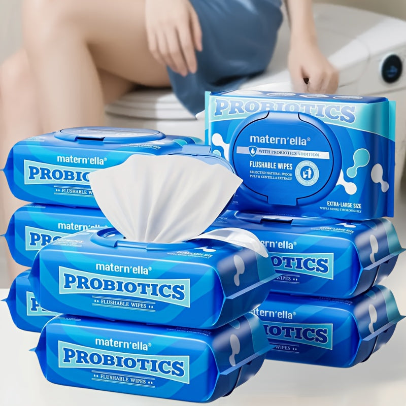 matern'ella Flushable Wipes Extra Large Corner-Connected Wet Wipes Plant Based Fibers with Probiotics Fragrance Free Sewer Safe Butt Wipe Adult 3 Packs of 80.Halloween&Christmas gifts!